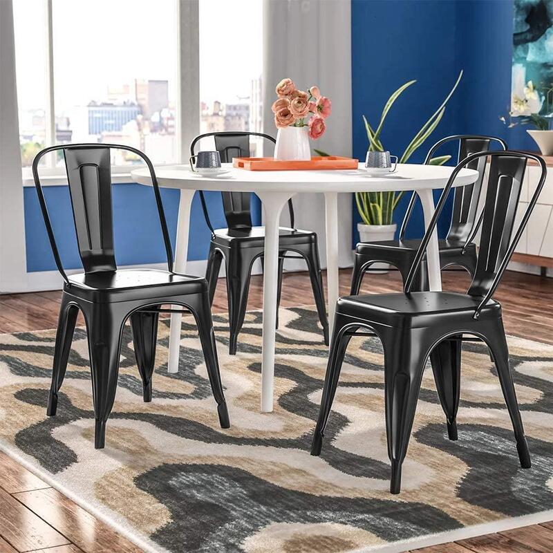 Black Tolix Metal Chairs For Modern Home Dining Room