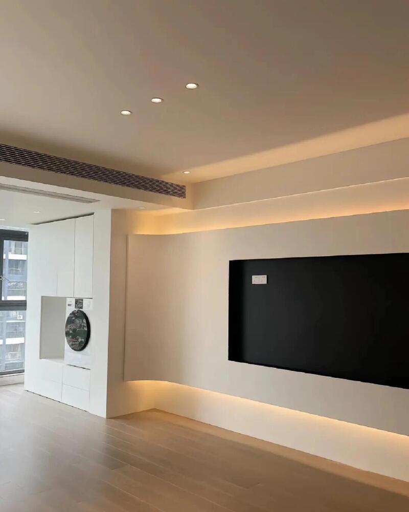Curved TV Background Wall Made Of Gypsum Board