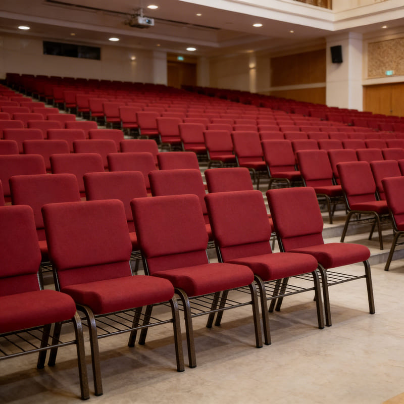 Stackable Red Church Chairs For Large Auditorium And Fellowship Hall
