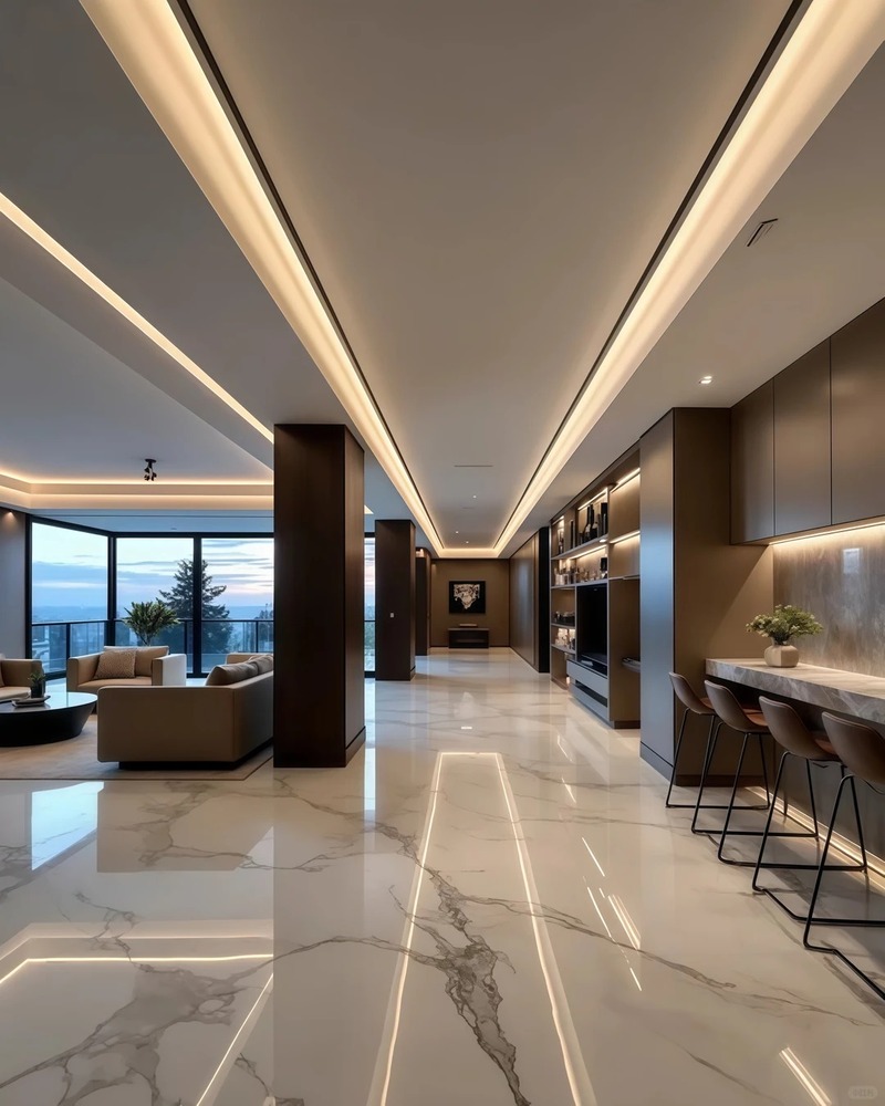 Light Luxury Large Flat Corridor Gypsum Ceiling Project