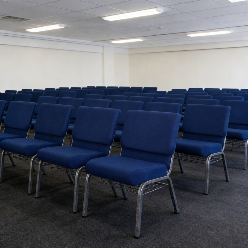 Comfort Blue Upholstered Church Chairs For Conference And Chapel Space