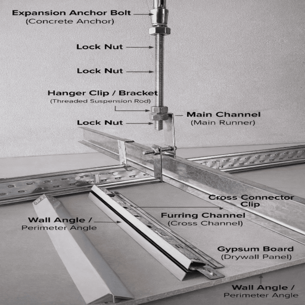 Labeled Exploded Diagram of Ceiling Keel System